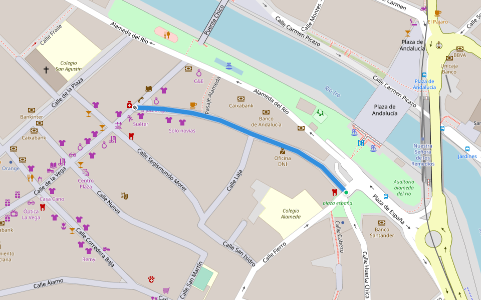Calle de la Fuente walking route map in Chiclana de la Frontera