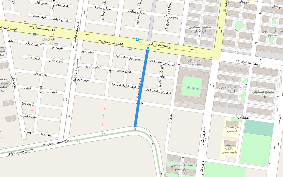 گذر پیاده بستان walking route map in Baharestan