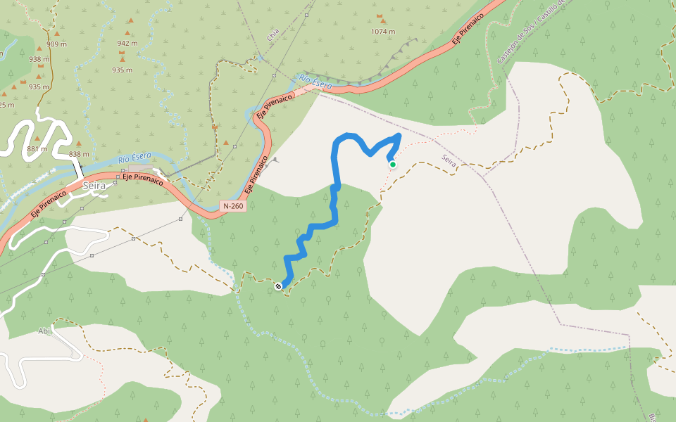 Camino a El Run walking route map in Seira