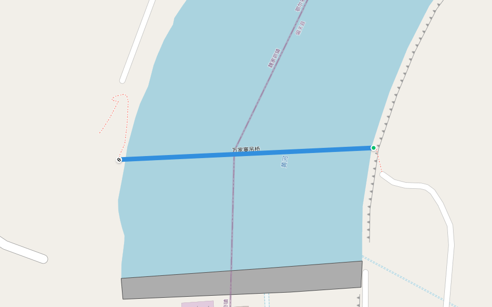 万家寨吊桥 walking route map in Ordos City