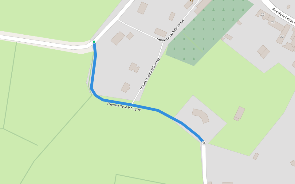 Chemin de la Hongrie walking route map in Saint-Symphorien