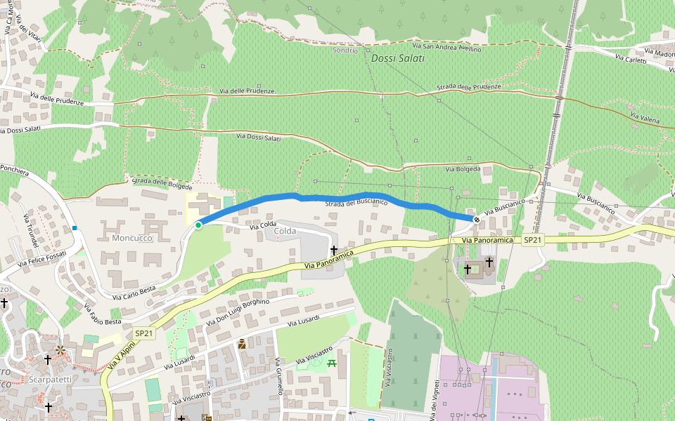 Strada del Buscianico walking route map in Sondrio
