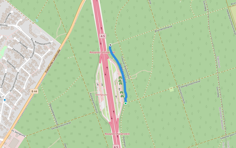 Rotwiesen-Schneise walking route map in Mörfelden-Walldorf