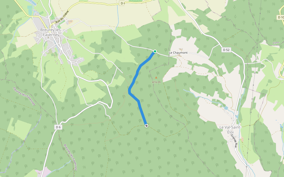 Chemin du Facteur walking route map in Breurey-lès-Faverney