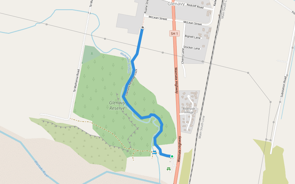 Glenavy Reserve Track walking route map in Glenavy