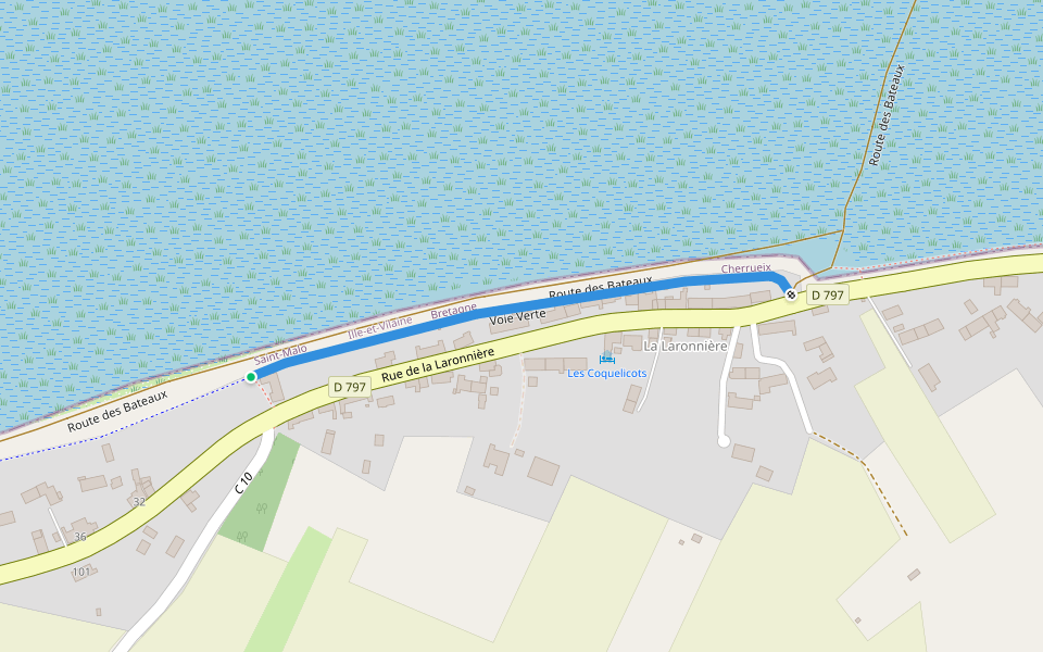 Voie Verte walking route map in Cherrueix