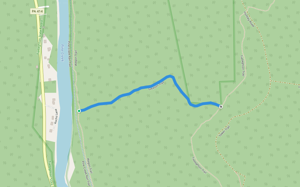 Gleason Trail walking route map in Waterville