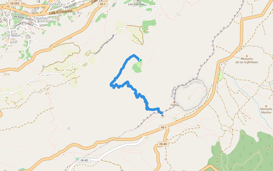 Las Carboneras walking route map in Frontera