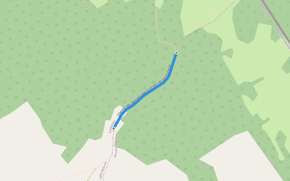Chemin des Brenets aux Granges de Germinand walking route map in Les Verrières