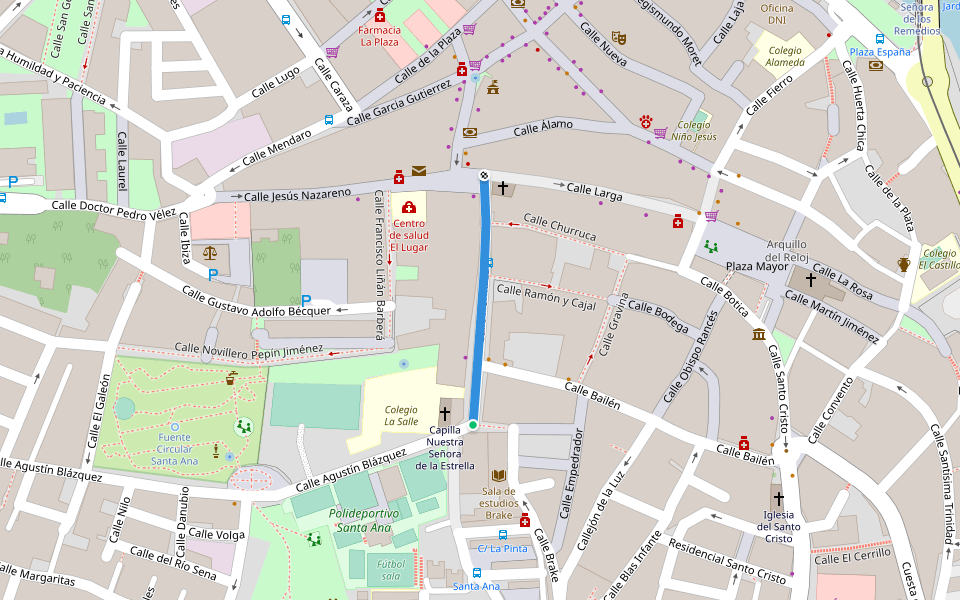 Calle Hormaza walking route map in Chiclana de la Frontera