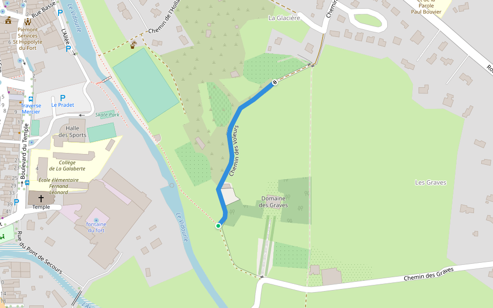 Chemin des Voleurs walking route map in Saint-Hippolyte-du-Fort