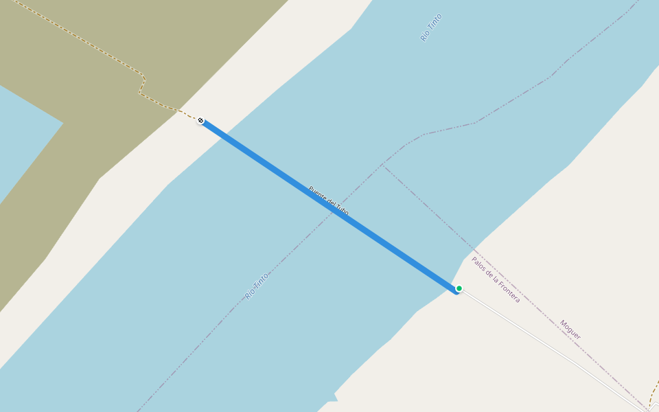 Puente del Tubo walking route map in Moguer