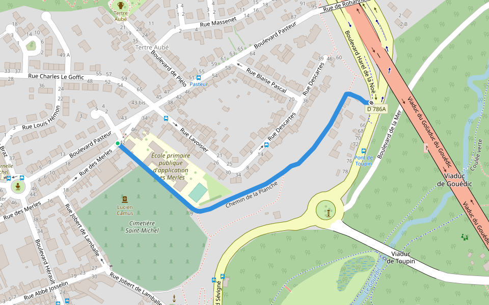Chemin de la Planche walking route map in Saint-Brieuc