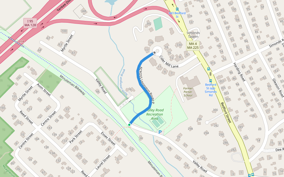 ACROSS Lexington Route P walking route map in Lexington