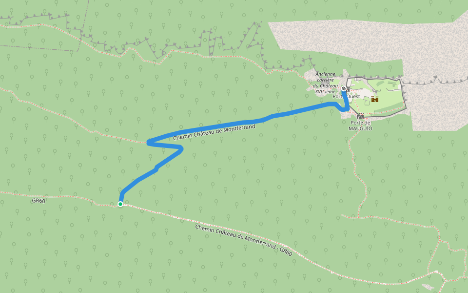 Chemin Château de Montferrand walking route map in Saint-Jean-de-Cuculles