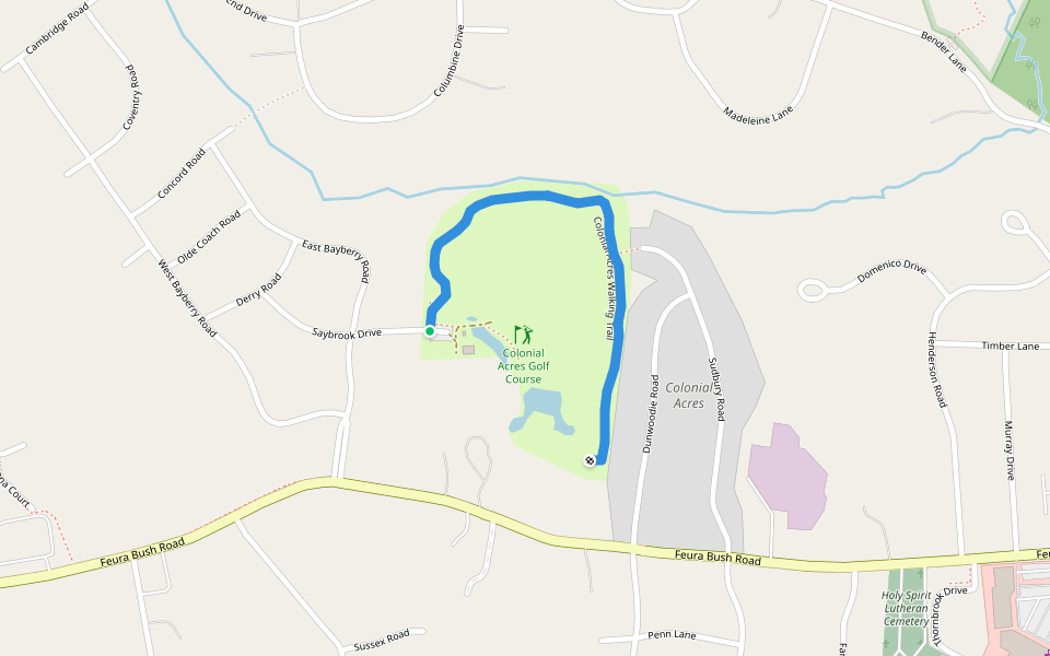 Colonial Acres Walking Trail walking route map in Glenmont