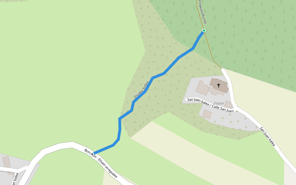 Elizako bidea walking route map in Esain
