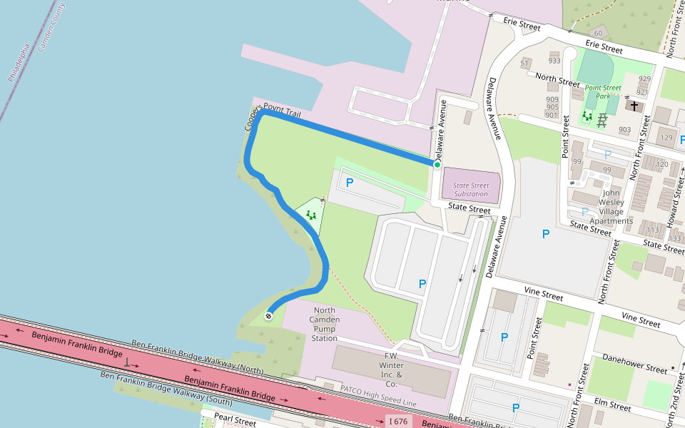 Coopers Poynt Trail walking route map in Camden