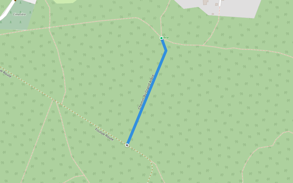 Chemin du Grand Arbre walking route map in Bouffémont