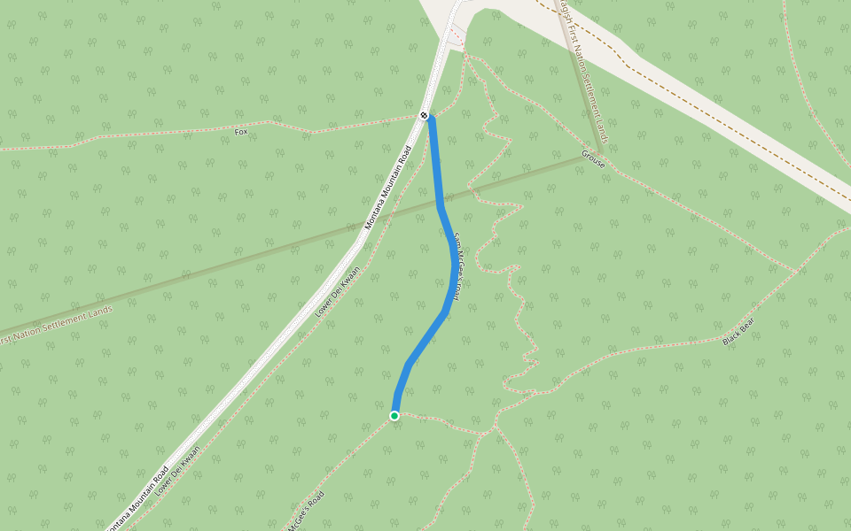 Sam McGee's road walking route map in Carcross