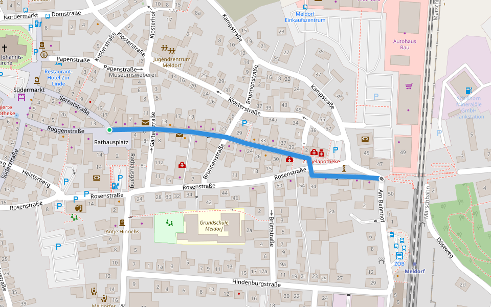 Zingelstraße walking route map in Meldorf