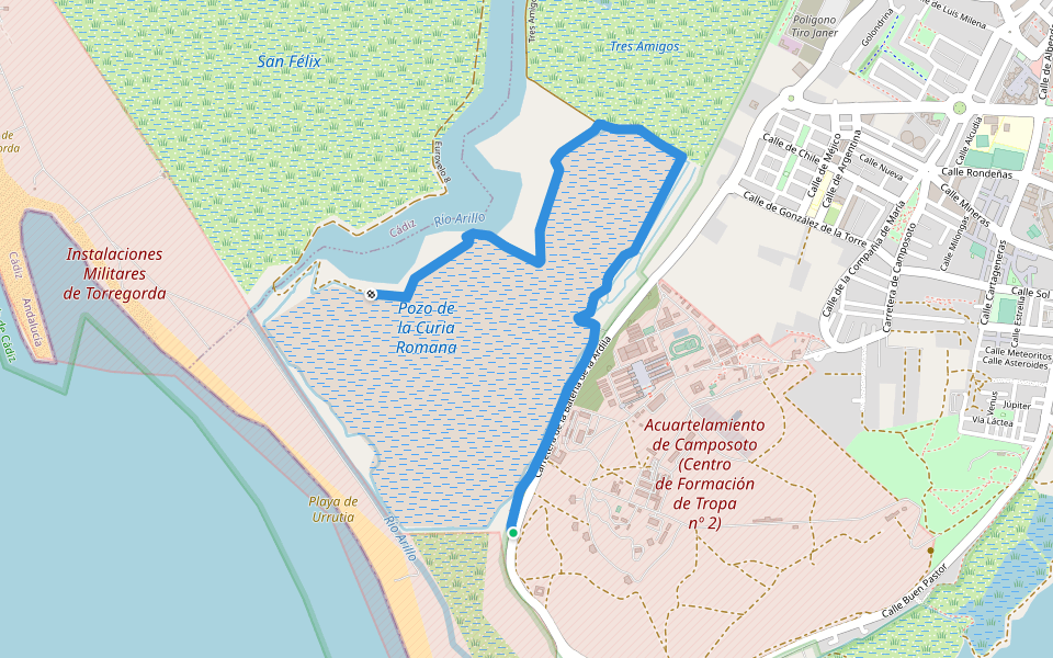 Tres Amigos - Río Arillo walking route map in San Fernando