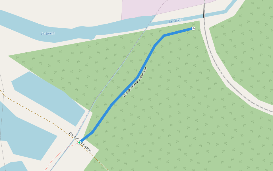 Voie de l'Île de Beaumont walking route map in Beaumont