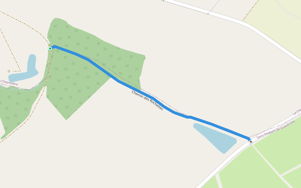 Chemin des Rochettes walking route map in La Chevrolière