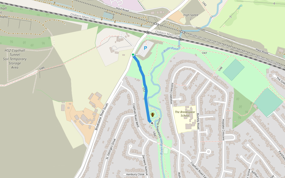 U51 walking route map in Ickenham