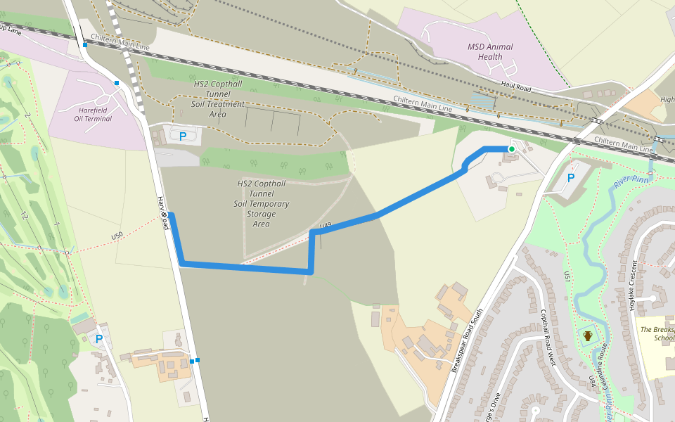 U49 walking route map in Ickenham