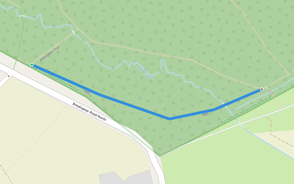 R95 walking route map in Harefield