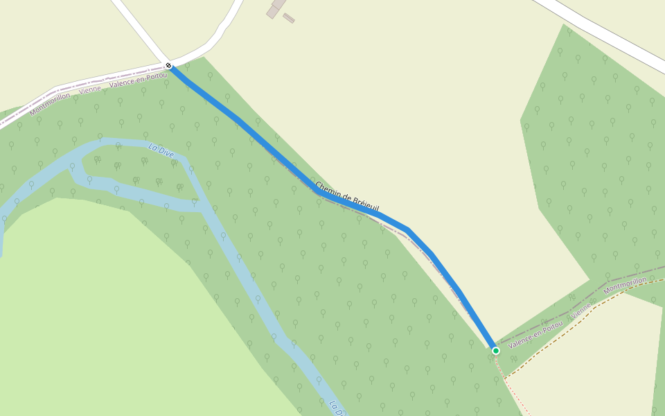 Chemin de Bréjeuil walking route map in Valence-en-Poitou