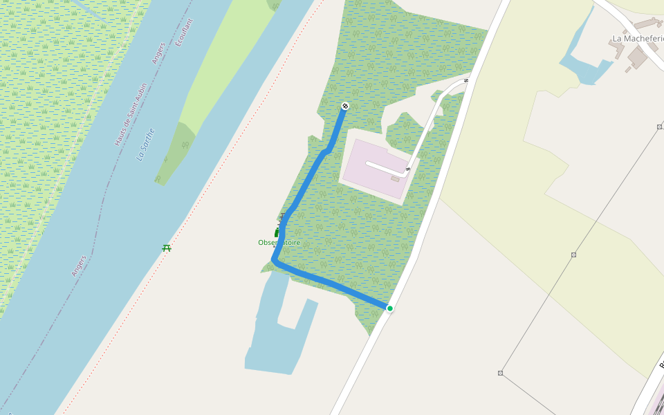 Sentier des Basses Vallées Angevines walking route map in Écouflant