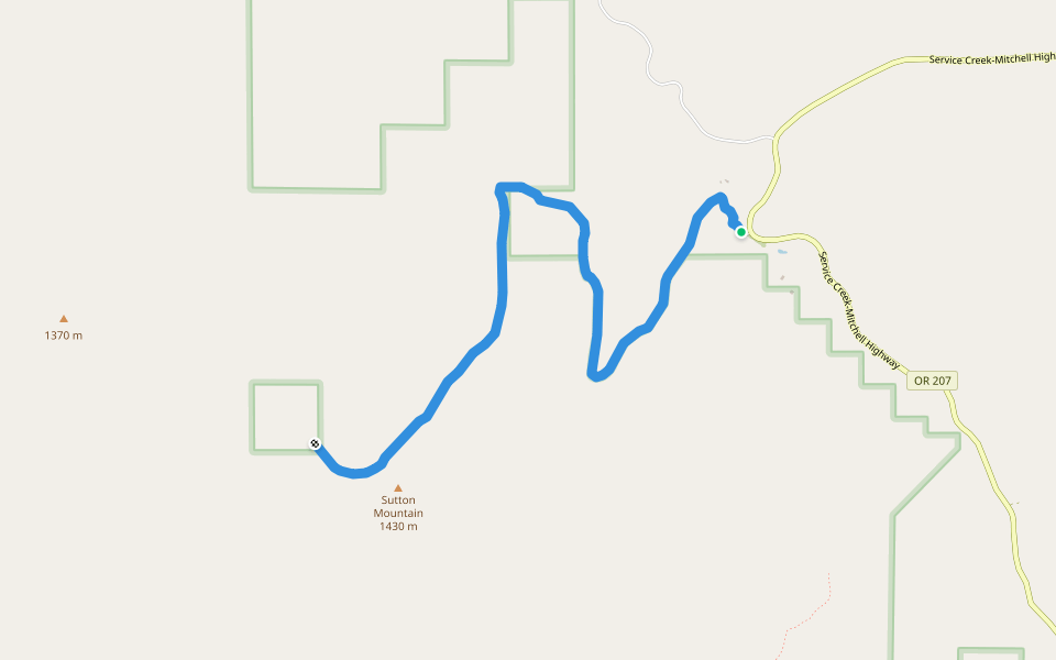 Sutton Mountain Trail walking route map in Spray