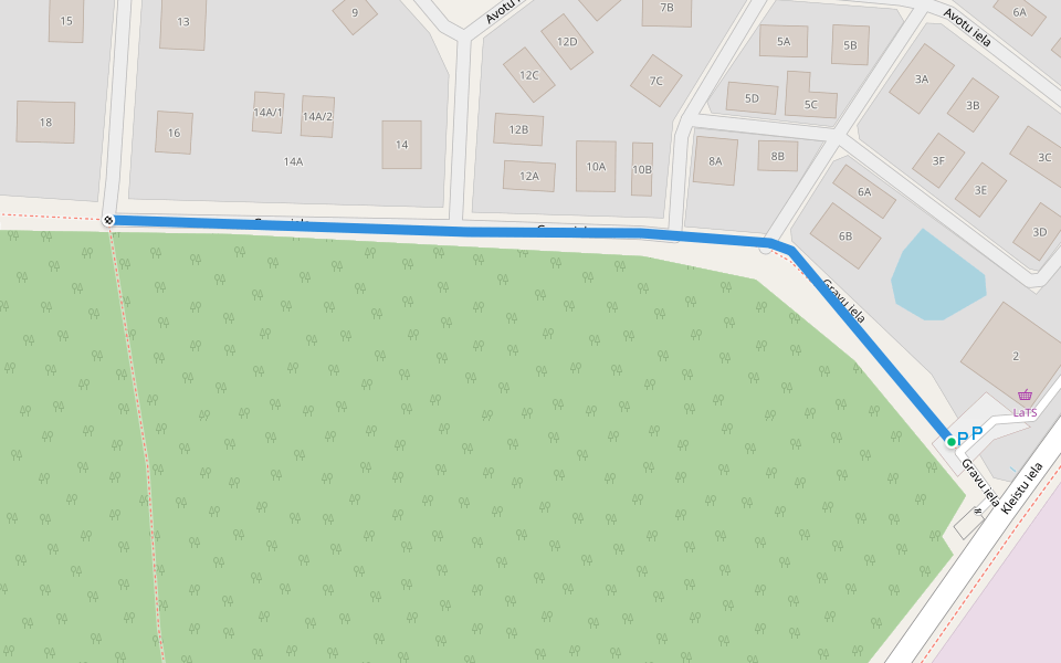 Gravu iela walking route map in Spilve