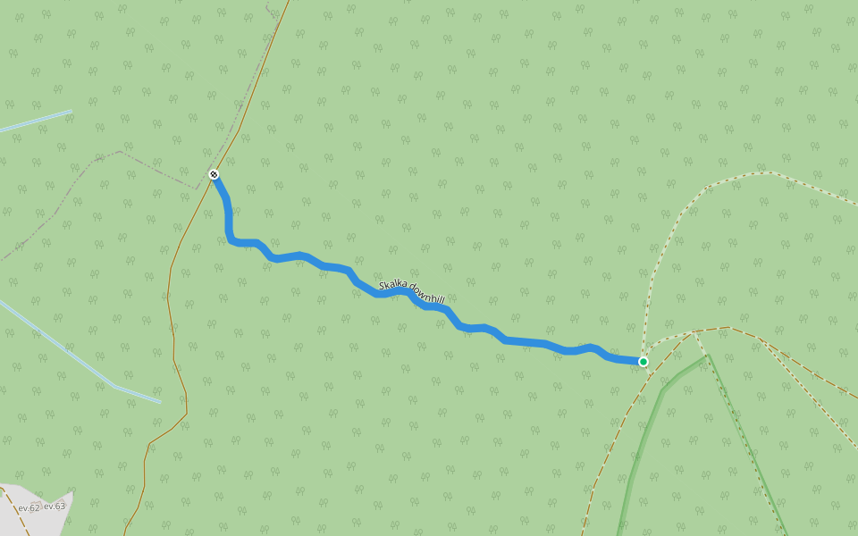 Skalka downhill walking route map in Metylovice