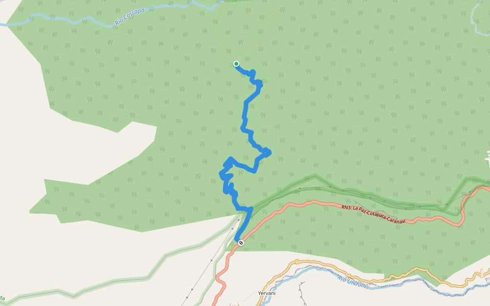 Camino Sillutinkara walking route map in Unduavi