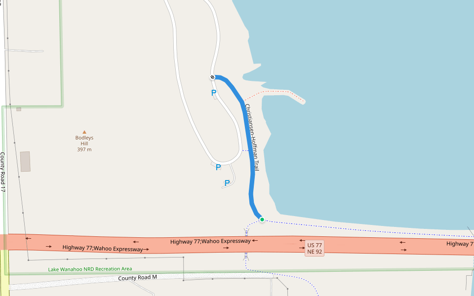 Christiansen-Hoffman Trail walking route map in Wahoo