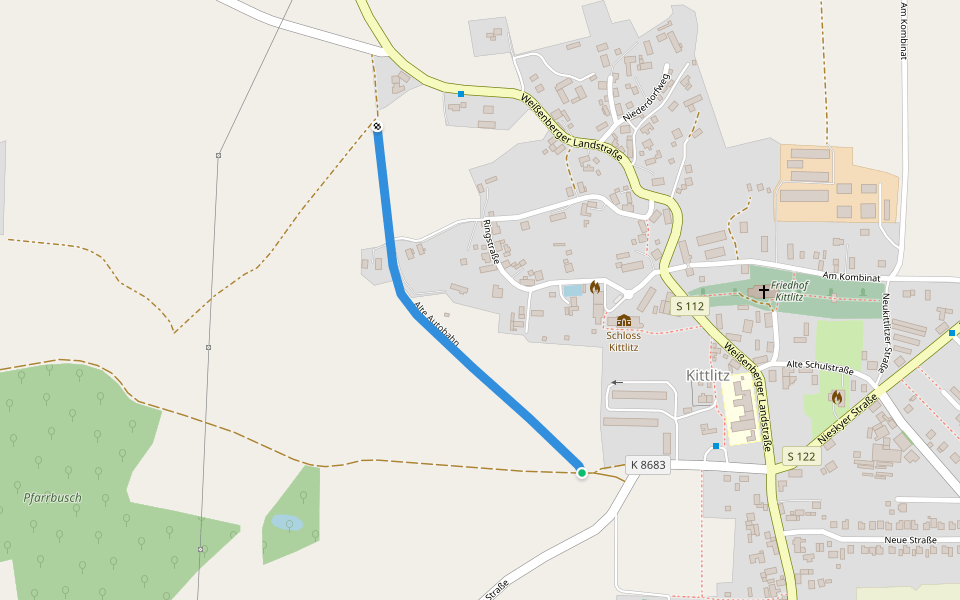 Alte Autobahn walking route map in Löbau