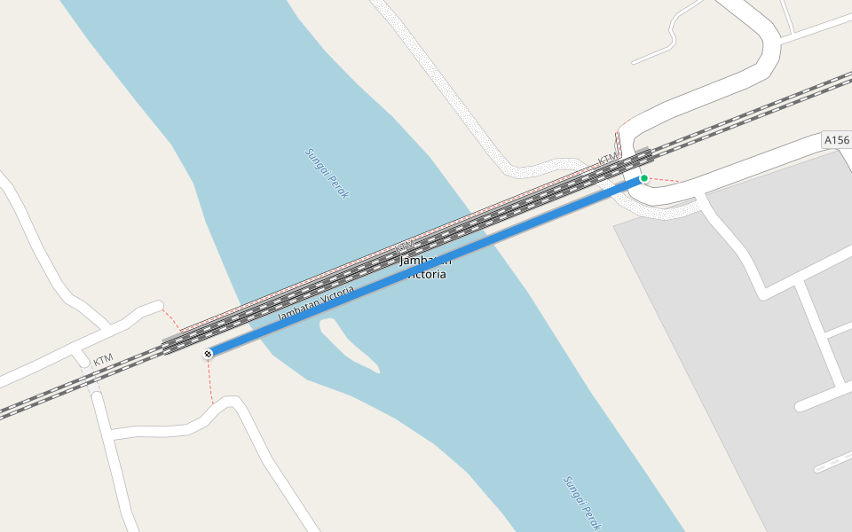 Jambatan Victoria walking route map in Sungai Siput