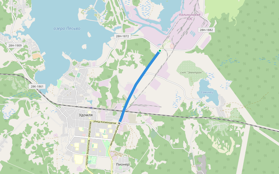 Удомельская велодорожка №1 walking route map in Udomlya