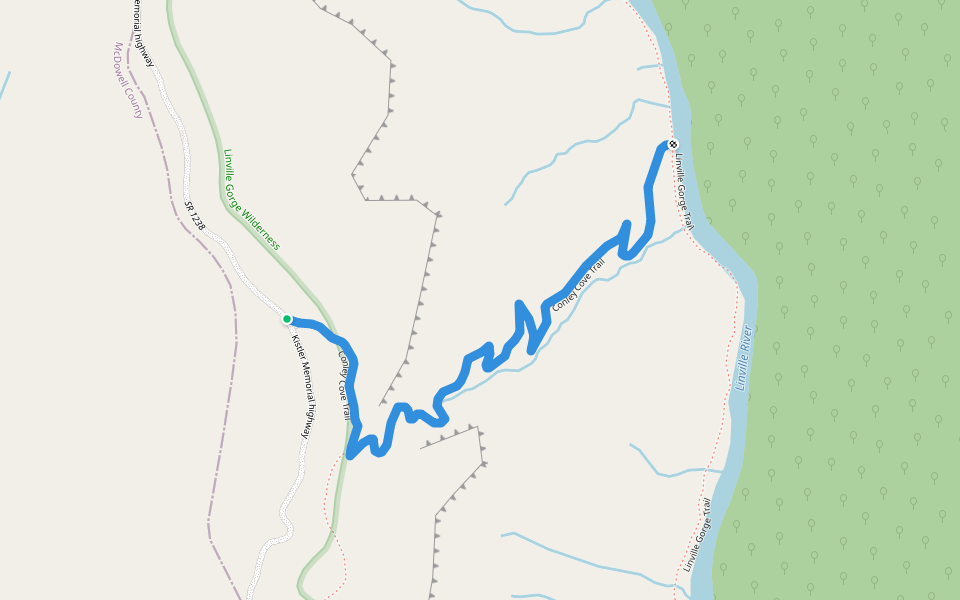 Conley Cave Trail walking route map in Marion