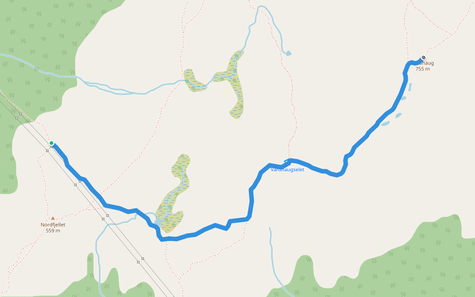 Vardhaug walking route map in Onarheim