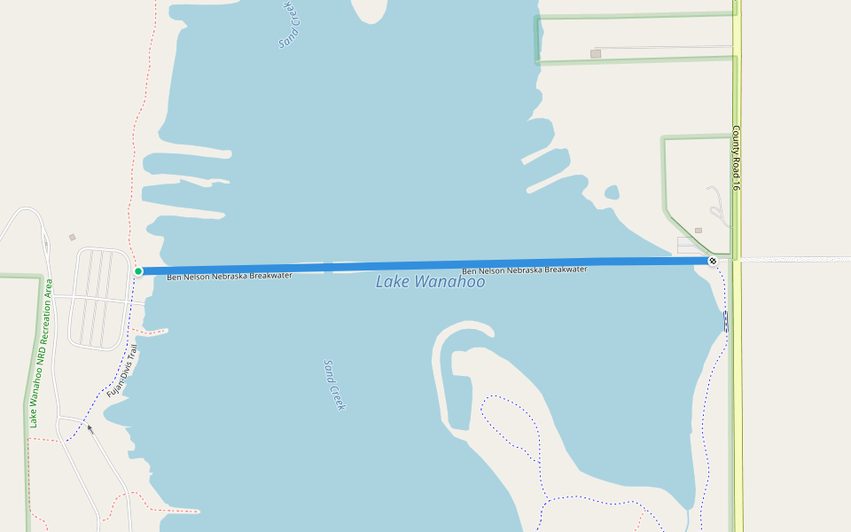 Ben Nelson Nebraska Breakwater walking route map in Wahoo