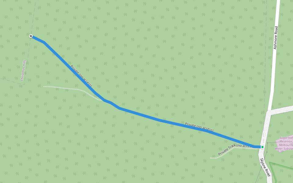Private (no access) walking route map in Bend of Islands