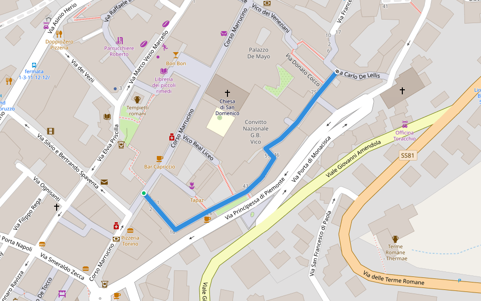 Via Cauta walking route map in Chieti