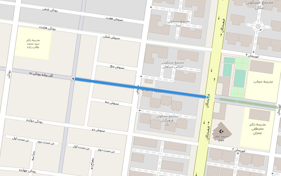 گذر پیاده سروش۴ walking route map in Baharestan