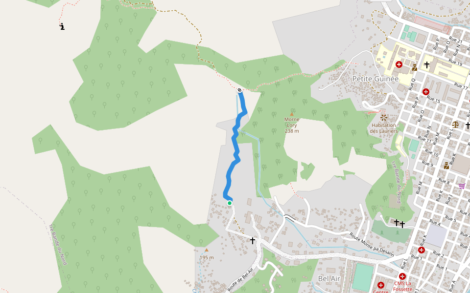 trail from Belair to the cross walking route map in Petite Riviere