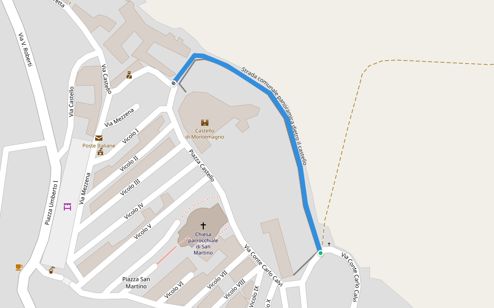 Passeggiata delle Mura walking route map in Montemagno