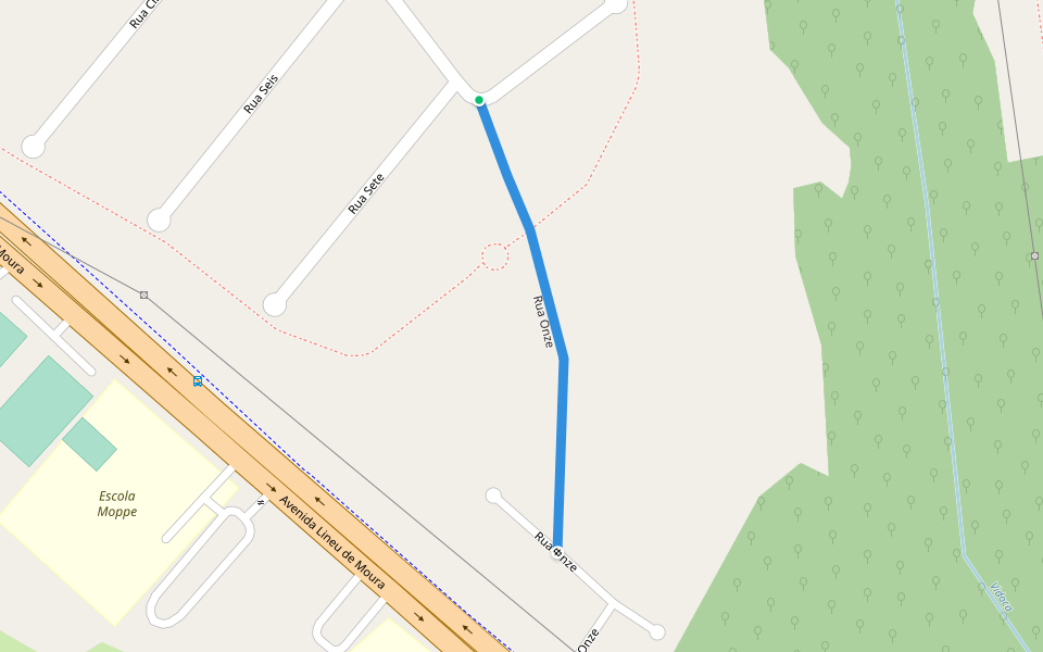Rua Onze walking route map in São José dos Campos